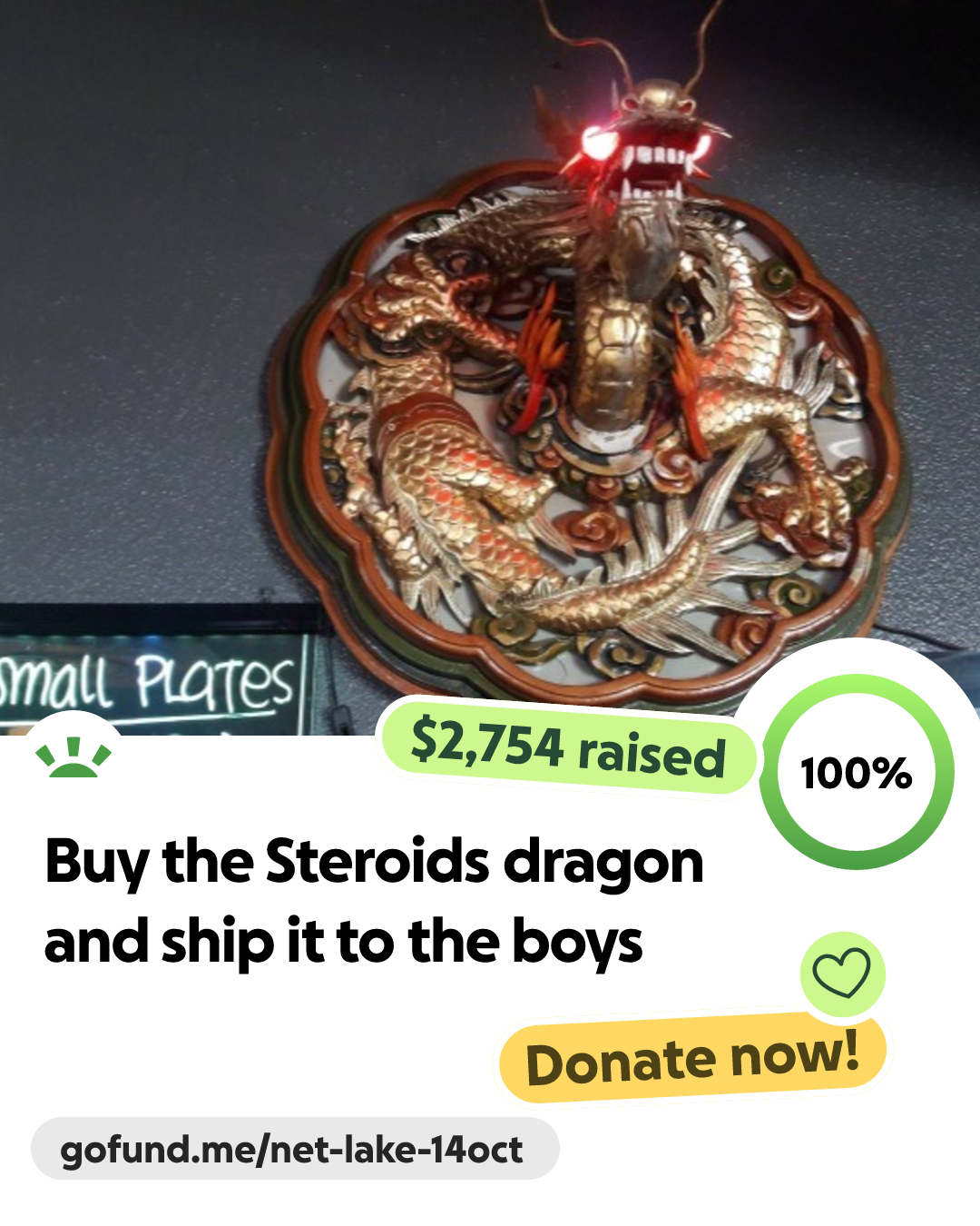 Fundraiser by net gear : Buy the Steroids dragon and ship it to