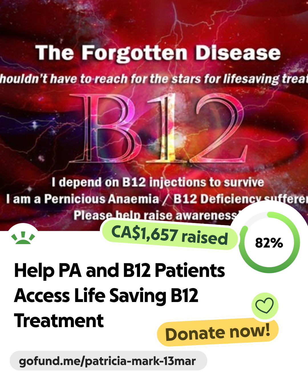 b12 injections for pernicious anaemia Fundraiser by Patricia Kornic : Help PA and B12 Patients Access Life Saving  B12 Treatment