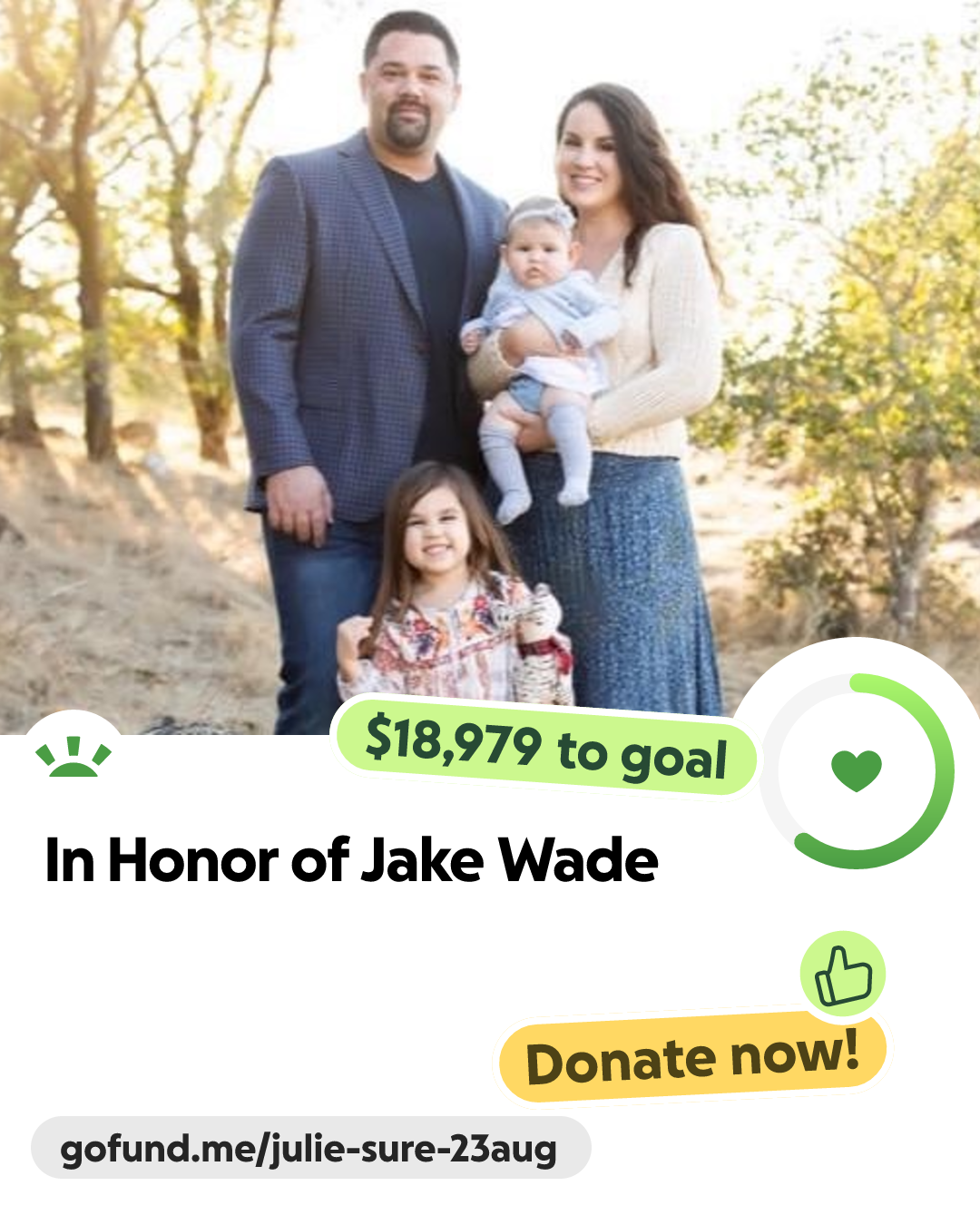 Fundraiser for Nicole Wade by Julie Etchell : In Honor of Jake Wade