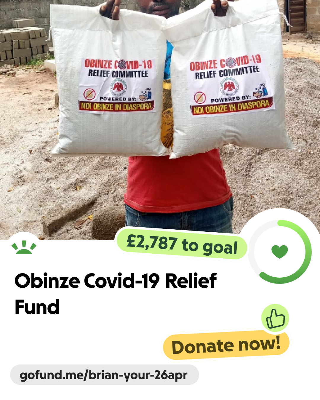 Fundraiser by Brian Ejiofor : Obinze Covid-19 Relief Fund