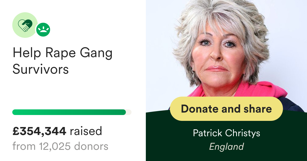 Patrick Christys is raising money for the Maggie Oliver Foundation.




Rape/grooming gangs … Patrick Christys needs your support for Help Rape Gang Survivors